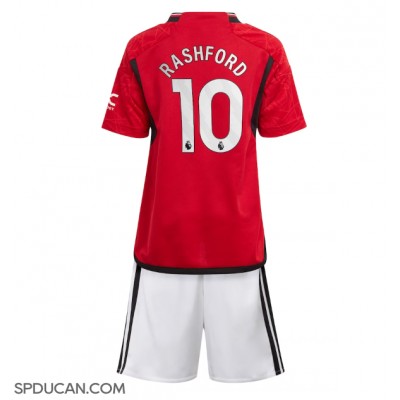 Dječji Nogometni Dres Manchester United Marcus Rashford #10 Domaci 2023-24 Kratak Rukav (+ Kratke hlače)